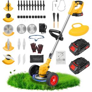 24V Electric Weed Wacker Edger Lawn Tool,2 2.0Ah Battery Powered Weed Eater, 36 inches