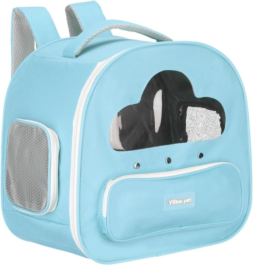 Cat Backpack Carrier, Large Space & Breathable, Pet Hiking Travel Backpack for Cats or Small Dogs Puppies, Intended for Hiking/Camping/Traveling (Blue, 15"x10"x15")