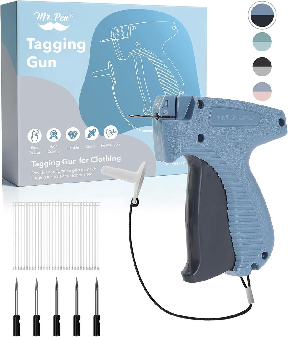 Mr. Pen- Price Tagging Gun, Hangtag Attacher with 1000 Barbs, 2" Long Barbs Fasteners and 5 Needles, Blue & Black, Retail Pricing Tag Gun for Stores Consignment Garage Yard Sale, 1 pcs+5 Needles & 1008 Barbs