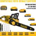 40V(20V*2) 16"+18" 2-IN-1 Brushless Chainsaw Cordless, Electric Powered Chainsaw Compatible with Dewalt Battery with Auto Oiler & Safety Lock Brake, for Tree Trimming Branch Wood Cutting(ONLY TOOL)