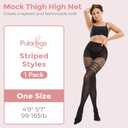 Faux Thigh High Tights for Women - Fishnet Gothic Pantyhose, High Waist Over-The-Knee Goth Leggings (Black)