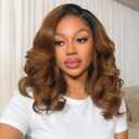 Lady Miranda Loose Wave Wig Nature Curly Synthetic Heat Resistant Weave Full Wigs for Women (1B30#)