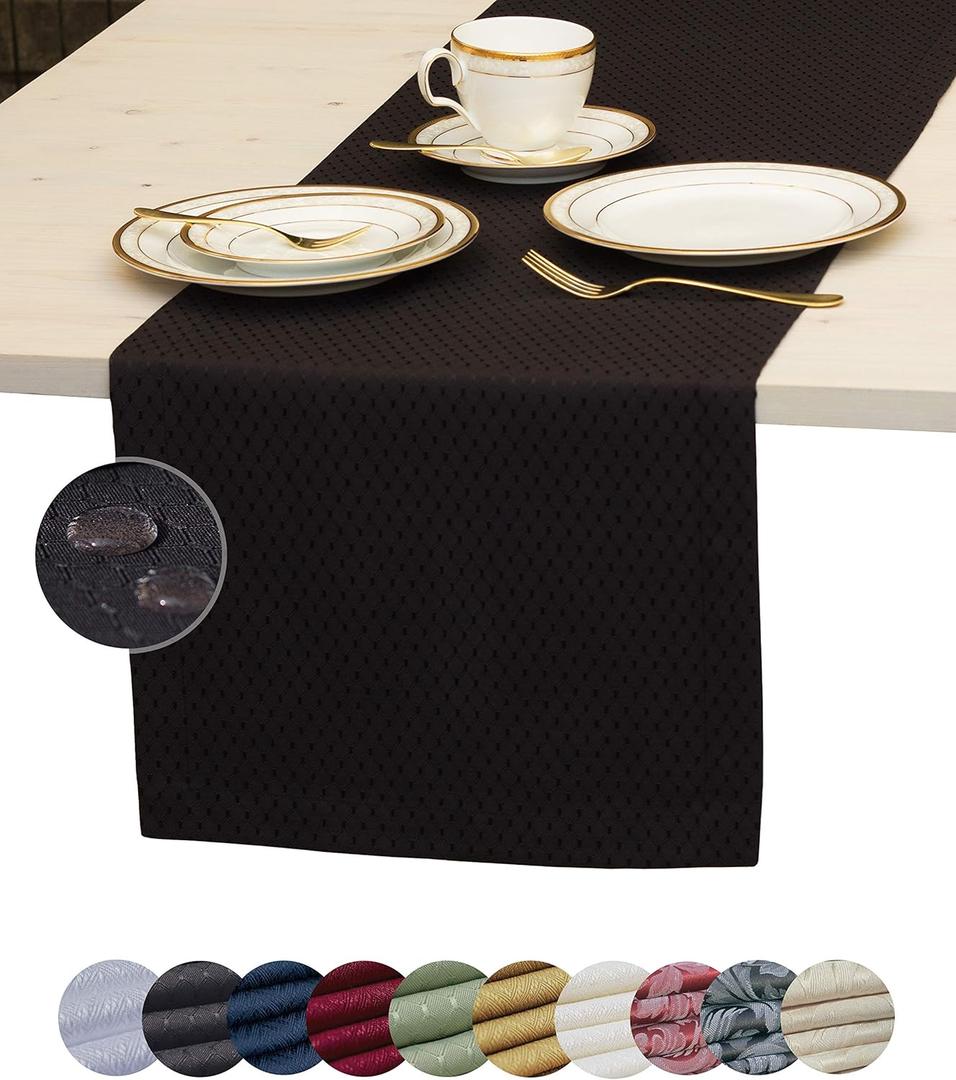 Black Table Runner 60 inch, Waterproof Dresser Scarf, Outdoor Coffee Table Runner, Elegant Dining Table Runners for Fiesta, Dinner Parties, Events, Wedding, Decor Thanksgiving, Halloween, Christmas