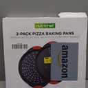 NutriChef 2-Piece 13-Inch Nonstick Pizza Tray, Round Carbon Steel Non-Stick Pizza Pan with Perforated Holes, Premium Bakeware Pizza Screen with Silicone Grip Handles, Dishwasher Safe, NCBPIZX2