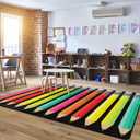 Flagship Carpets Stylish Black & White Brights Pencil Classroom Area Rug for Indoor Classroom Learning or Kid Bedroom Educational Play Mat, 7'6" x 12', Multi