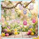Leinuosen 24 Pcs Sequin Easter Tree Ornaments with Bunny Ear Easter Rabbit Tree Decorations Colorful Glitter Hanging Ball Ornaments for Home Indoor Birthday Party DIY Crafts(Mixed,Stylish)