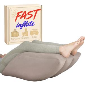 Inflatable Leg Elevation Pillow- Portable Wedge Pillow for Legs with Storage Bag, Versatile Leg Pillows for Elevation Blood Circulation, Leg Injuries, & Leg Rest Breathable Suede Material, Black