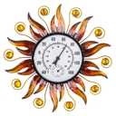 Indoor Outdoor Thermometer, Sun Wall-Mounted Thermometer with Humidity, Easy to Read Decorative Outside Thermometer for Patio, Garden, No Require Batteries