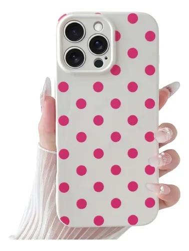 Skyseaco Compatible with iPhone 14 Case Cute Polka Dot Phone Case Soft Slim TPU Shockproof Phone Cover Full Camera Protection for Women Girls - Hot Pink