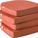 Outdoor Chair Cushions Set of 4, Waterproof Outdoor Seat Cushions for Patio Furniture, Patio Chair Cushion with Handle and Ties, Round Out Door Chair Pads,17" x 16" x 2", Spice