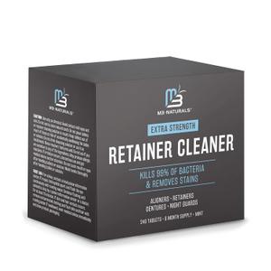 Retainer and Denture Cleansers 240 Tablets Removes Bad Odors Discoloration Stains Plaque for Cleaning Invisalign Mouth Guard Night Guard and Removable Dental Appliances by M3 Naturals