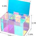 Tampon Holder for Bathroom Storage, Rainbow Acrylic Organizer with Lid - Bathroom Storagefor Cotton Balls, Pads, Hair Accessories & Makeup Supplies, Vanity Organizer for Girls & Women