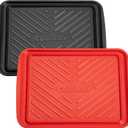 Cuisinart Grilling Prep & Serve Trays, 17x10.5 inch BBQ Tray Safe for Food Handling, 2 Dishwasher Safe Nesting Trays Black & Red, Perfect Grilling Accessories for Cooked & Raw Meat, Fits 6 Burgers