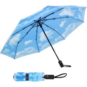 SY COMPACT Umbrella Automatic Travel Waterproof Light Folding Umbrellas Easy Carry for Women and Men (Sky Blue)