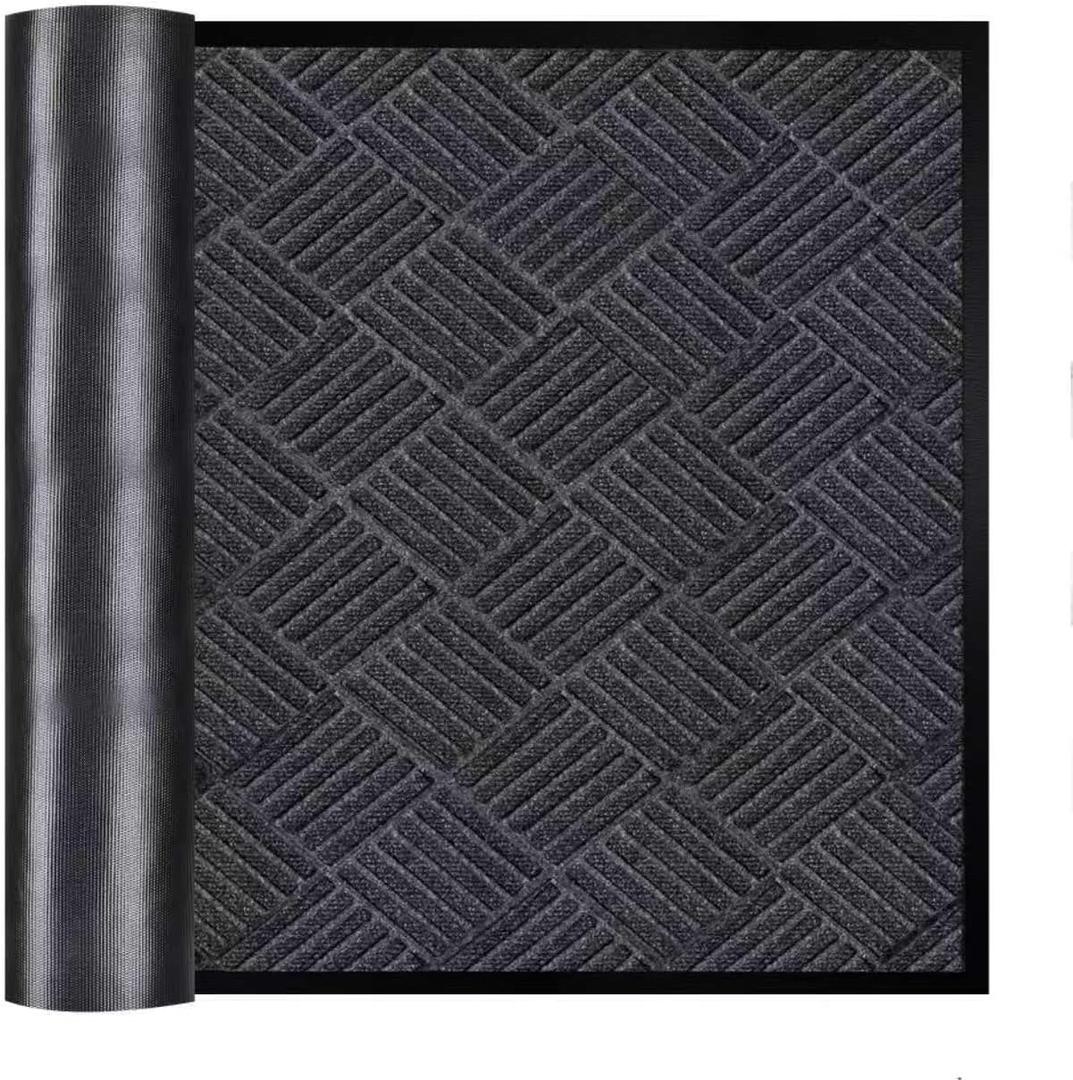 Commercial-Grade Entrance Mat High Traffic Guard Doormat with Rubber Border Heavy Duty Dirt Trapper Entryway Doormat Low Profile for Indoor Outdoor, 3' x 5',Grey