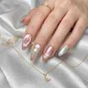 2 x Medium Press on Nails Almond Fake Nails Pink Acrylic Nail Press ons SEENEEY GoldMoon and Stars Designs Cat eye Stick on Nail for Women 30pcs
