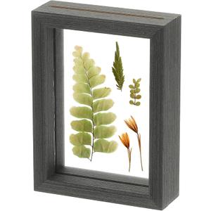 uxcell Wooden Pressed Flower Frame Handmade, 4.5x6 Inch Rectangle Floating Picture Frame Double Glass Frame for Pressed Flowers Artwork Photo Frame Tabletop Display, Black Wood