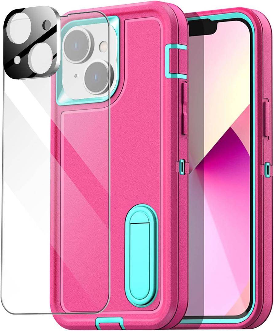 AICase for iPhone 13 Mini Case Built-in Kickstand with Glass Screen Protector+Camera Lens,Heavy Duty Drop Protection Full Body Rugged Shockproof Military Protective Tough Durable Cover_5