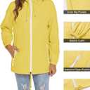 Avoogue Womens Waterproof Raincoat Lightweight Breathable Rain Jacket Hooded Rain Coat Outdoor Active Windbreaker with Pocket (Yellow, L)
