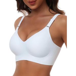 Comfortable Seamless Full Coverage Bra for Women Wireless Bras with Soft Support, White 2XL