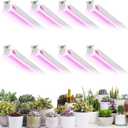 8 Pack LED Grow Light 2FT, Upgrade 192W(824W) High Intensity Full Spectrum Indoor Grow Lights with High PPFD Value, T8 Grow Lights for Indoor Plants, Seed Starting, Succulent, Vegetables (Pink)