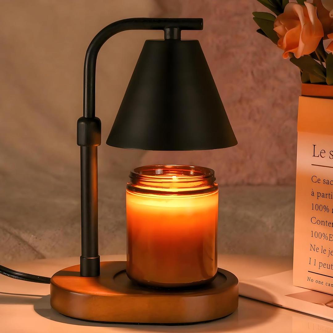 SOKCVSEA Candle Warmer Lamp Timer Height Adjustable, Birthday Gifts for Women Mom Gifts, House Warming Gifts New Home Decor, Wax Melt with 2 Bulbs Blacks