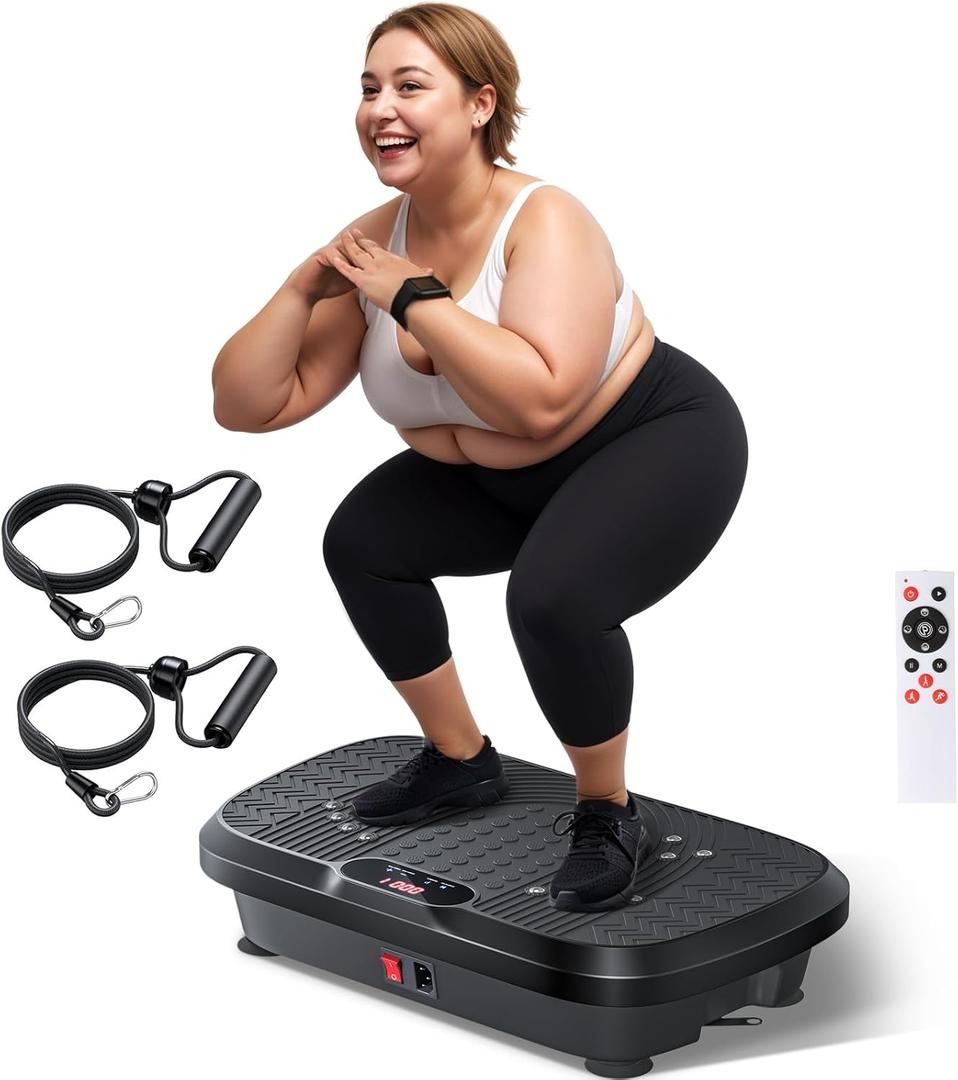 Vibration Plate Exercise Machine, Whole Body Workout Vibration Plate for Lymphatic Drainage, 240 Adjustable Speeds Power Vibrating Plate Home Fitness Platform for Shaping, Max Weight 330lbs