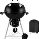 18-Inch Kettle Charcoal Grill with Cover & Wheels | Easy Assembly, Built-in Thermometer, Removable Ash Catcher, Perfect for Backyard BBQ, Patio & Family Cookouts