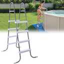 Threlaco 52 Inch Above Ground Pool Ladder 4 Step Steel Frame Swimming Pool Entry Exit Ladder Non Slip Metal Frame Steps, Weight Capacity 300lbs(Grey and White)