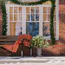 Outdoor Christmas Tree Frosted Urn Filler, Pre-lit Artificial Xmas Tree with LED Lights, 18 Inch Small Christmas Tree with Cones & Red Berries (1ft 6in, Green & Warm Light)