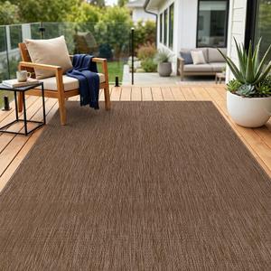 Outdoor Rug 8x10 Brown Washable Outside Rugs for Patios Porches Solid Modern Waterproof Durable Non-Shedding, Easy-to Clean Deck Balcony Indoor Outdoor Carpet (8 x 10 Brown)