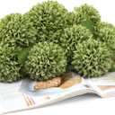 Sggvecsy 12Pcs Artificial Chrysanthemums Flowers Ball Silk Fall Chrysanthemums Fake Mums for Indoor Outdoors Garden Home Wedding Bouquet Spring Summer St Patricks Day Decor(Green)