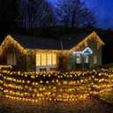 JMEXSUSS 320 LED Solar Net Lights Outdoor Waterproof, 9.8ft x 6.6ft Solar Christmas Lights with Remote, Warm White Mesh Bush Light for Outside Gazebo Bush Tree Garden Decor