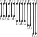 Small Bungee Cords with Hooks Assorted Size of 12 inch, 18 inch,24 inch and 36 inch Length, Marine Grade Dip Coating Metal Hooks Without Sharp End, 1/4 inch Diameter Rubber Bungee Cord