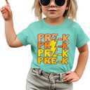 MODNTOGA Toddler Kids Girl Boy Kindergarten Shirt Lightning Graphic Pre-K T-Shirt First Day of School Print Summer Tee Tops (Green, 3 Years) (Green)
