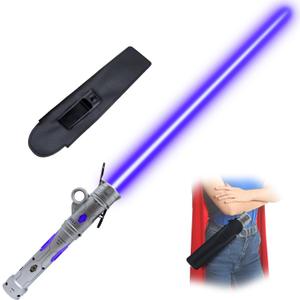 Light Up Saber for Kids, LED Light Swords Set with 25 Color Changing Electronic Lights &FX Sound for Galaxy War Fighter Warriors Halloween Dress Up Parties (with Belt Clip) (Silver)