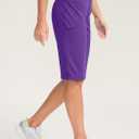 SANTINY Women's 12" Bermuda Shorts Knee Length with Pockets High Waisted Long Shorts for Women Stretch Casual Walking (Purple, S)