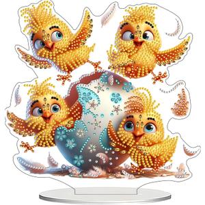 DIY Tabletop Diamond Art Kit for Adult  5D Gem Painting Art Desktop Ornament with Special Shaped Rhinestones, Acrylic Stand-Up Gem Craft for Home Dcor & Gift Idea (Four Chicks) DIY Tabletop Diamond Art Kit for Adult  5D Gem Painting Art Desktop Ornament with Special Shaped Rhinestones, Acrylic Stand-Up Gem Craft for Home Dcor & Gift Idea (Four Chicks)