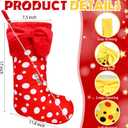 3 Pcs 19 Inch Cartoon Mouse Christmas Stocking Xmas Red Black Yellow Plush Hanging Stocking Fireplace Decor Polka Dot Candy Gift Bag for Holiday Christmas Tree Ornament Decoration