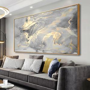 Wall Art Abstract Canvas Painting Gray Wall Decor Fluid Ink Modern Artwork for Living Room Bedroom Dining Room Home Office Decor 30"x60" with Framed (60L" x 30W", Abstract07)