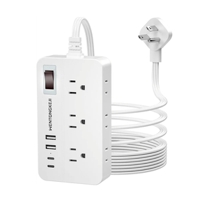 Surge Protector Power Strip - 5Ft Braided Extension Cord Flat Plug with 6 Outlets and 2 USB-A 2 USB-C Ports, 1080 Joules Wall Mounted Charging Station for Office Home ETL (5 FT)