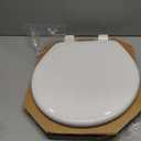 Mayfair Linden Slow Close Toilet Seat, Non Slip Heavy Duty Wood, Easy Install, Round, White