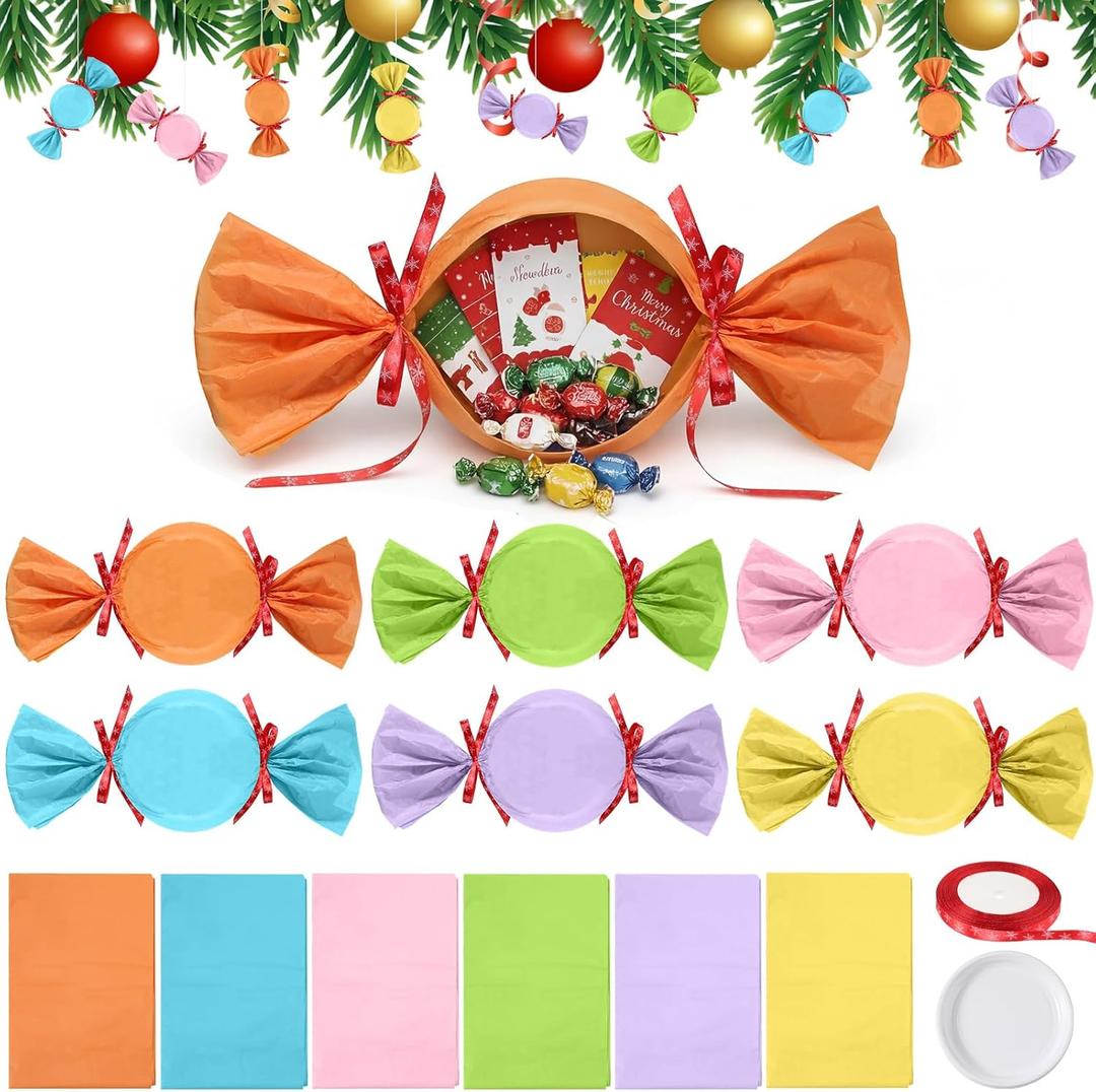Acellegic 91 Pcs 20" Large Christmas Candy Ornaments Giant Christmas Candy Cane Hanging Ornaments with Ribbon Xmas Home Gift Tree New Year Party Supplies(Macaron Style)