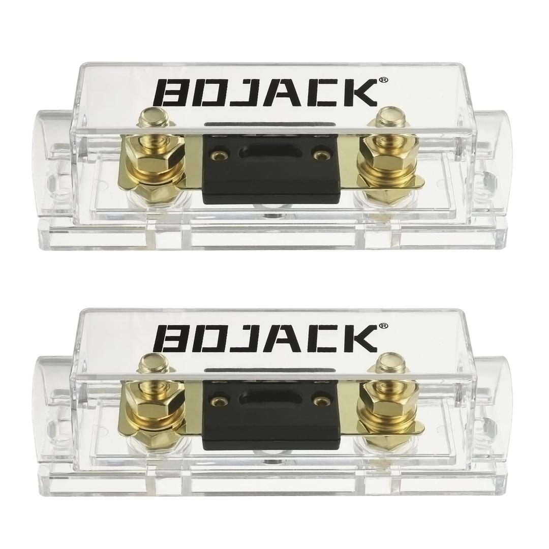 BOJACK 0/2/4 Gauge ANL Fuse Holder and 200 Amp ANL Fuses for 0 2 4 8 Gauge AWG Fuse Block, Fuse Box, Automotive Fuse Holder 200A (Pack of 2)