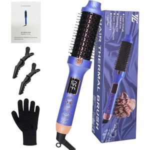Infrared Thermal Brush, 38mm 3 in 1 Heated Round Curling Brush, Negative Ionic Lightweight Heated Hot Brush, Dual Voltage US Plug, Hair Straightener Curler Comb for Volumizing Curls and Smooth Hair
