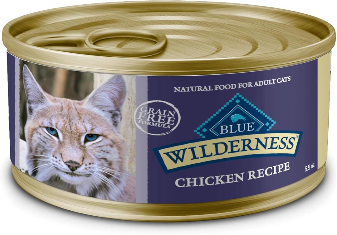 Blue Buffalo Wilderness Natural Wet Cat Food Pat, High-Protein & Grain-Free Recipe, Chicken, 5.5-oz. Cans (24 Count) Best By 12/06/2026
