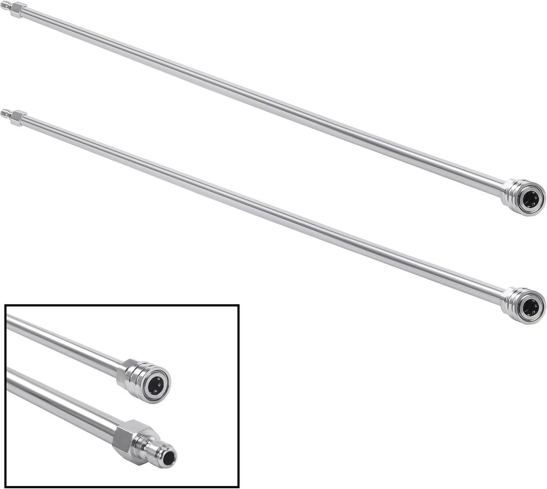 PWACCS 120 Inch Pressure Washer Wand Power Washer Extension Wand Replacement Universal Spray Lance for Pressure Washers 1/4" Quick Connect Fittings Stainless Steel 2 Pack 60 Inch Each