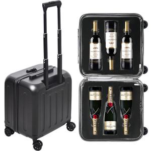 wine luggage 6-Bottle Airline Approved Wine Suitcase, TSA-Friendly Carry-On Luggage with Shockproof Foam | Compact, Lightweight Hard Shell Travel Case for Secure Airplane Transport