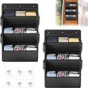 3 Layers Rv Shoe Storage, 2 Pack Hanging Shoe Organizer with Sticky Adhesive Tape, Over the Door Shoe Rack for Closet, Large Deep Pockets Wall Hanging Shoe Organizer for Boots in RV, Dorm, Black
