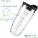 Ninja Blender Cups Replacement 24oz Compatible with Ninja BN401, BL450, BL456, BL480, BL2012, BN751, BN801, SS101, SS151 3 Pack with To-Go Lids